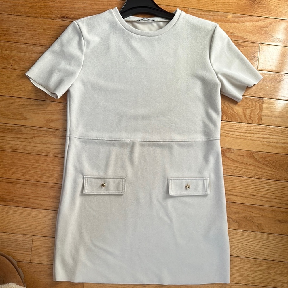 Zara beige faux suede mini dress size M - Picture 9 of 9